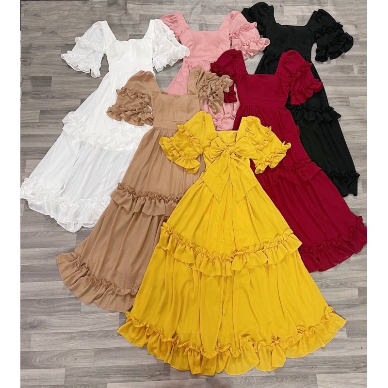 Đầm maxi tầng nơ lưng 10567 | BigBuy360 - bigbuy360.vn