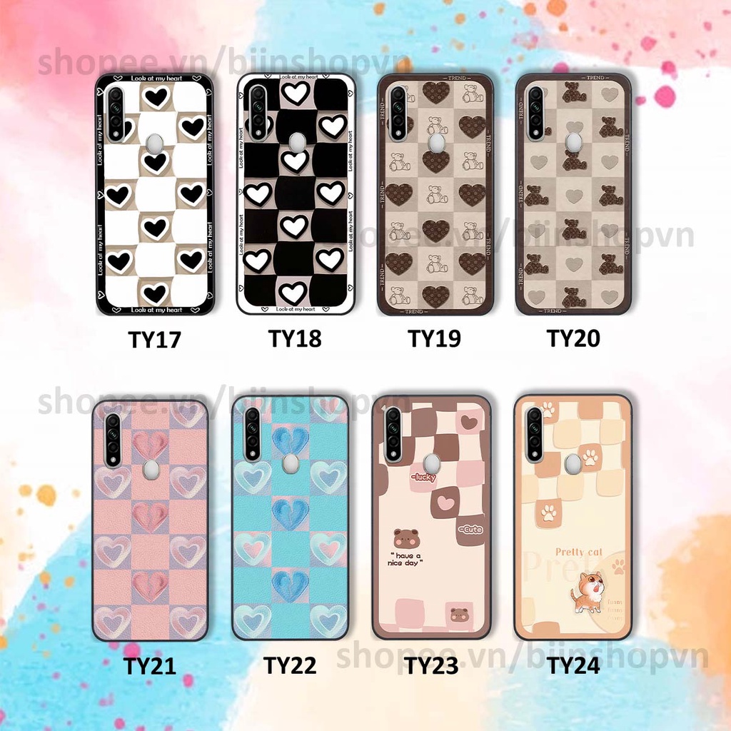Ốp Oppo A31 caro trái tim nhiều màu sắc, đầy cá tính, khẳng định phong cách