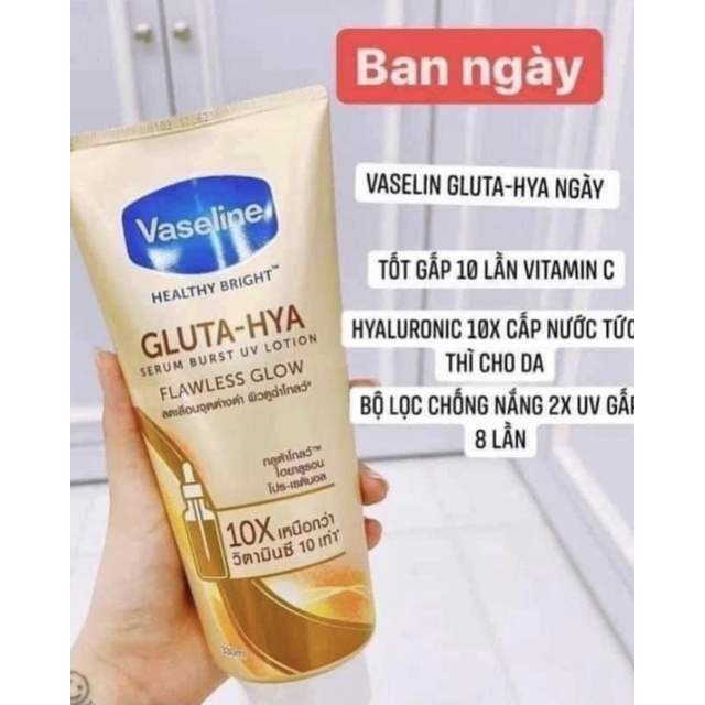 Sữa Dưỡng Thể Trắng Da Vaseline Healthy Bright Gluta HYA Serum Burst Lotion 10X Thái Lan