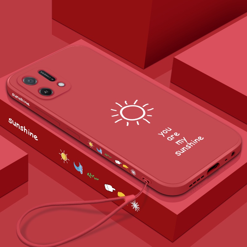 Ốp Điện Thoại silicone Mềm Họa Tiết Mặt Trời Nhỏ Đơn Giản Có Dây Đeo Cho OPPO a16k