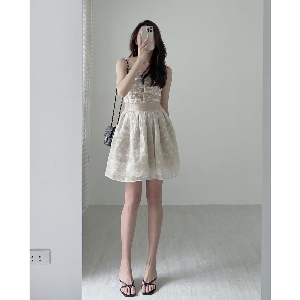 S891 Set áo 2s mix chân váy voan xòe Audrey