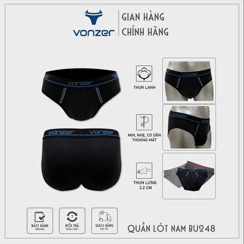 Quần lót nam tam giác quần sịp cao cấp thoáng mát thun poly co giãn 4 chiều VONZER BU248