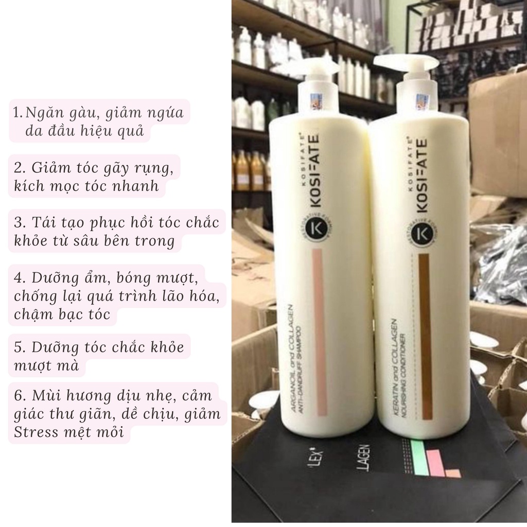 Dầu gội đầu Kosifate 1000ml dầu gội dầu xả chống rụng tóc, giảm gàu, ngứa, phục hồi hư tổn, hương thơm lâu