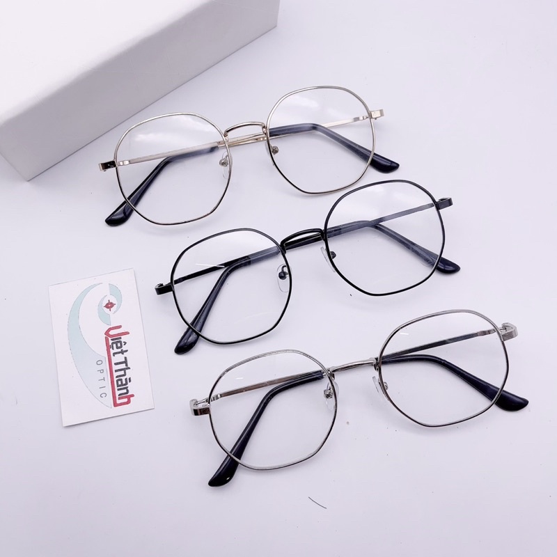 gọng kính cận kim loại lục giác kính cận tròn mẫu mới 2022 LG22