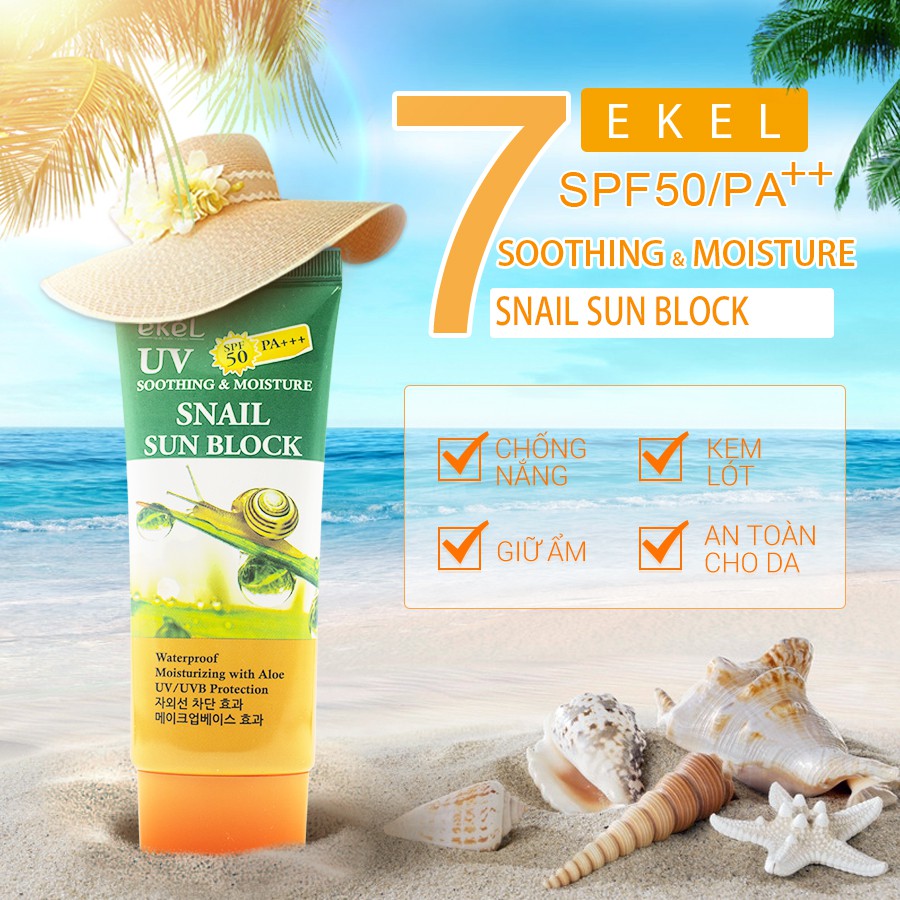 Kem chống nắng ốc sên (Ekel Soothing ＆ Moisture Snail Sun Block)