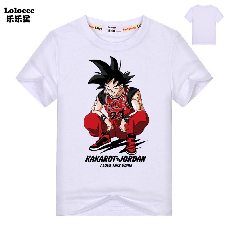 Áo thun in họa tiết hoạt hình Dragon Ball Goku dễ thương cho bé trai