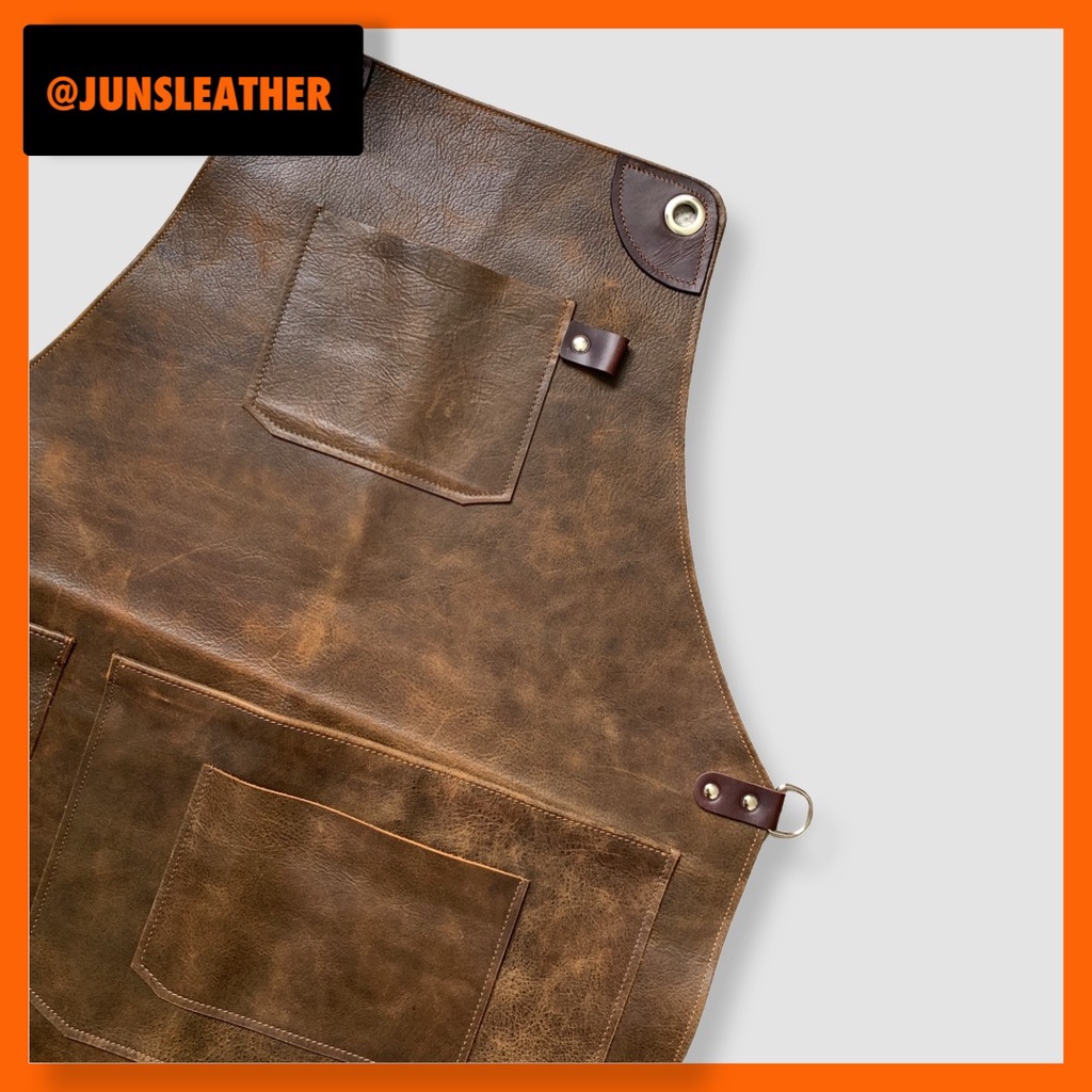 TẠP DỀ DA BÒ CAO CẤP của Junsleather dành cho Barista và Bartender Cam kết da thật 100%