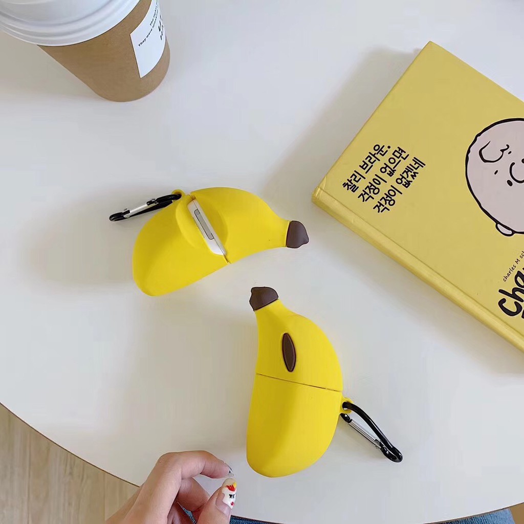Vỏ bảo vệ hộp sạc tai nghe hình quả chuối đáng yêu thích hợp cho Airpods