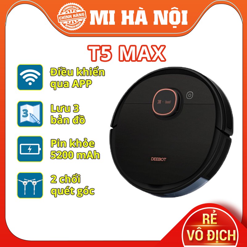 Robot hút bụi lau nhà Ecovacs Deebot T5 Max (DX65) / T5 Hero - Mới 100% BH Toàn quốc 12 tháng hdsd Tiếng Việt