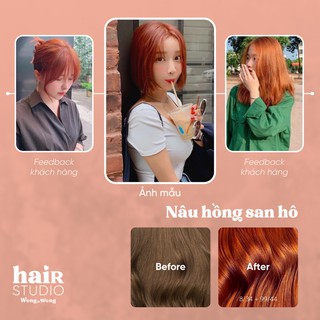 (NỀN NÂU LEVEL 6 - MÀU CORAL PINK BROWN/NÂU SAN HÔ/NÂU HỒNG SAN HÔ) Sản phẩm tự nhuộm tóc tại nhà