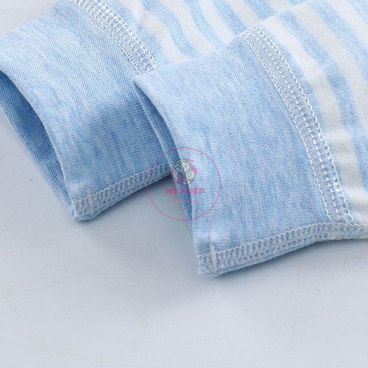 Body dài tay liền thân cotton kẻ ngang cho bé từ 3-15kg, kỹ thuật khâu 4 kim 6 chỉ nên không làm đau bé khi mặc