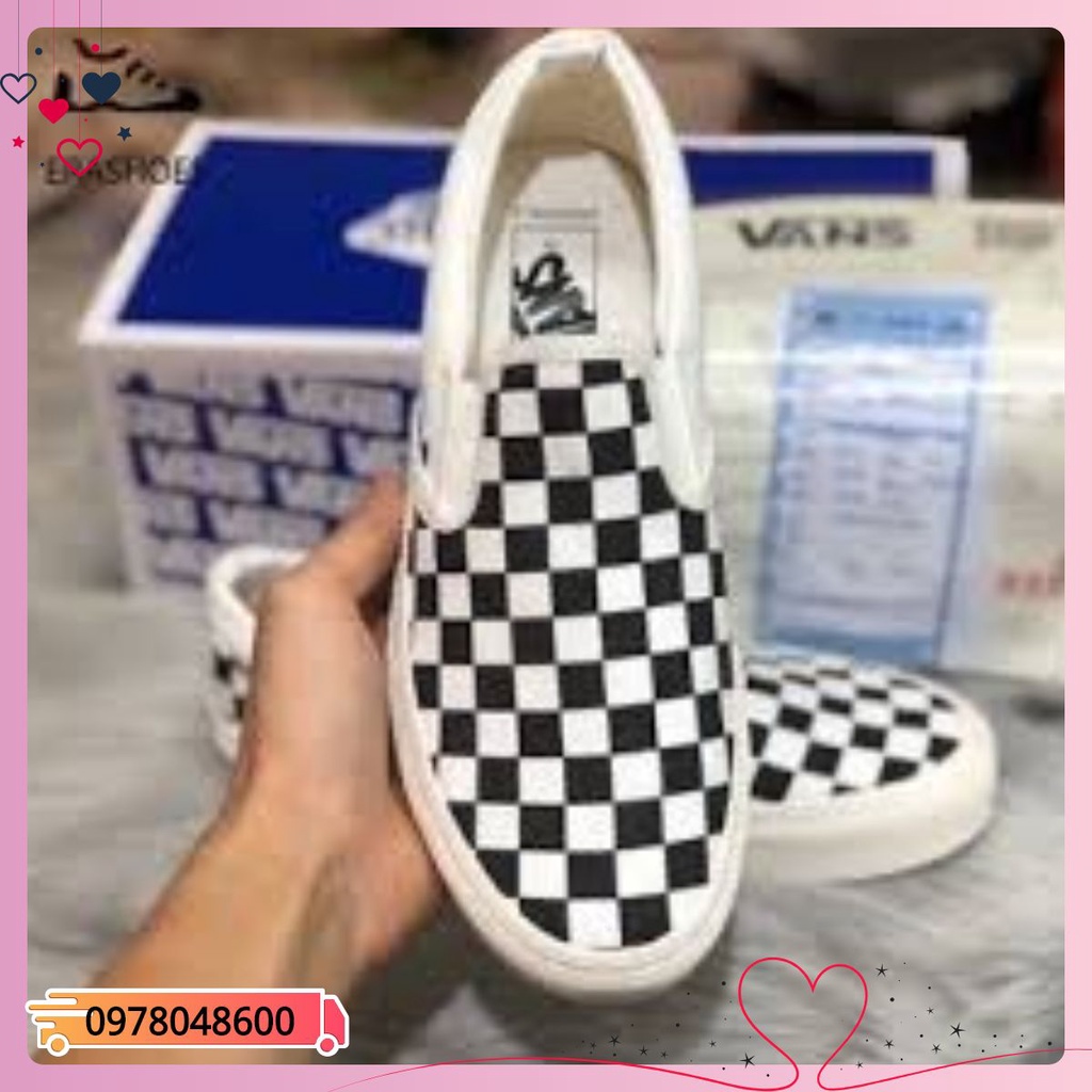 Giầy lười vans caro✅sập giá✅ slip on full box + hộp bảo vệ [fullbox]