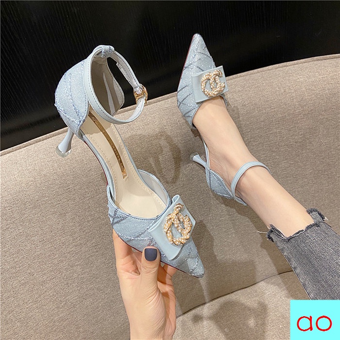 Giày Cao Gót Mũi Nhọn Đính Nơ Thời Trang Xuân Hè Zhuan2022 Mới Cho Nữ