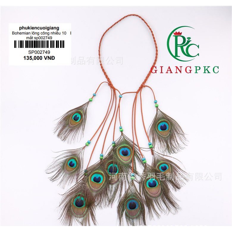 Cài tóc bohemian lông công sp002749 giangpkc