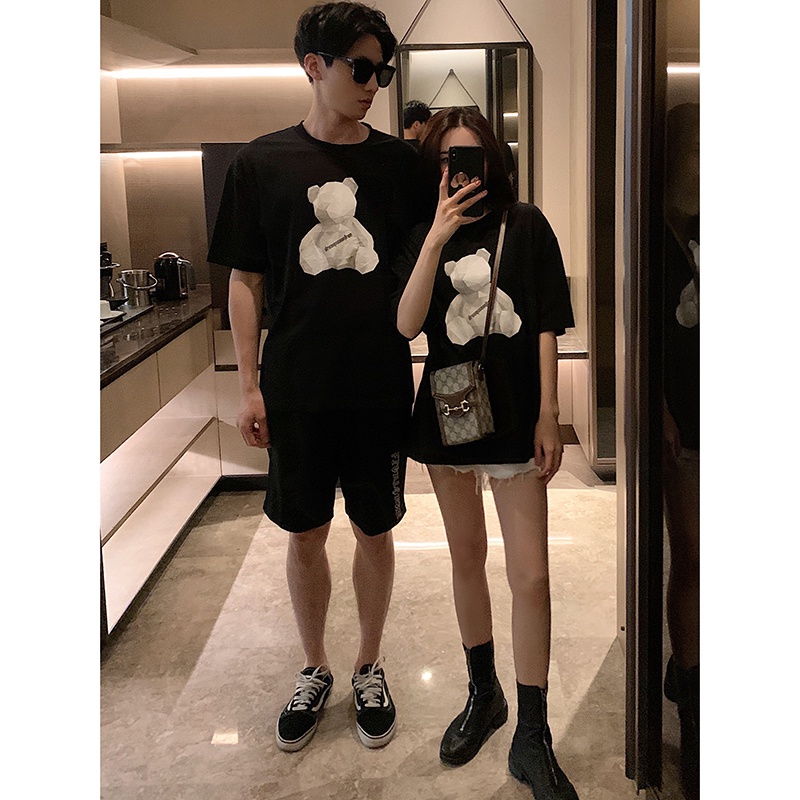 Áo Thun Hè Phối Gấu 5D Lấp Lánh Siêu Hot Bản Hot Chạy Hàng Cotton Mịn Thoải Mái Hoạt Động Hè 2022