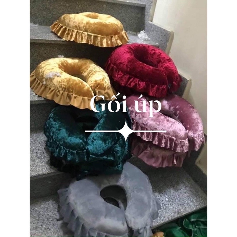 Gối kê đầu úp mặt + up ngực spa, vải nhung siêu mềm mịn Loại 1