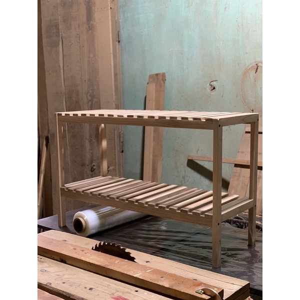 kệ giày dép 2 tầng gỗ tự nhiên / 80x30 cao 50