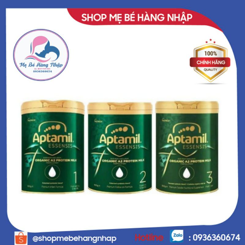 Sữa Aptamil Essensis Organic Úc đủ số 1, 2, 3 - 900gr cho bé date/2023