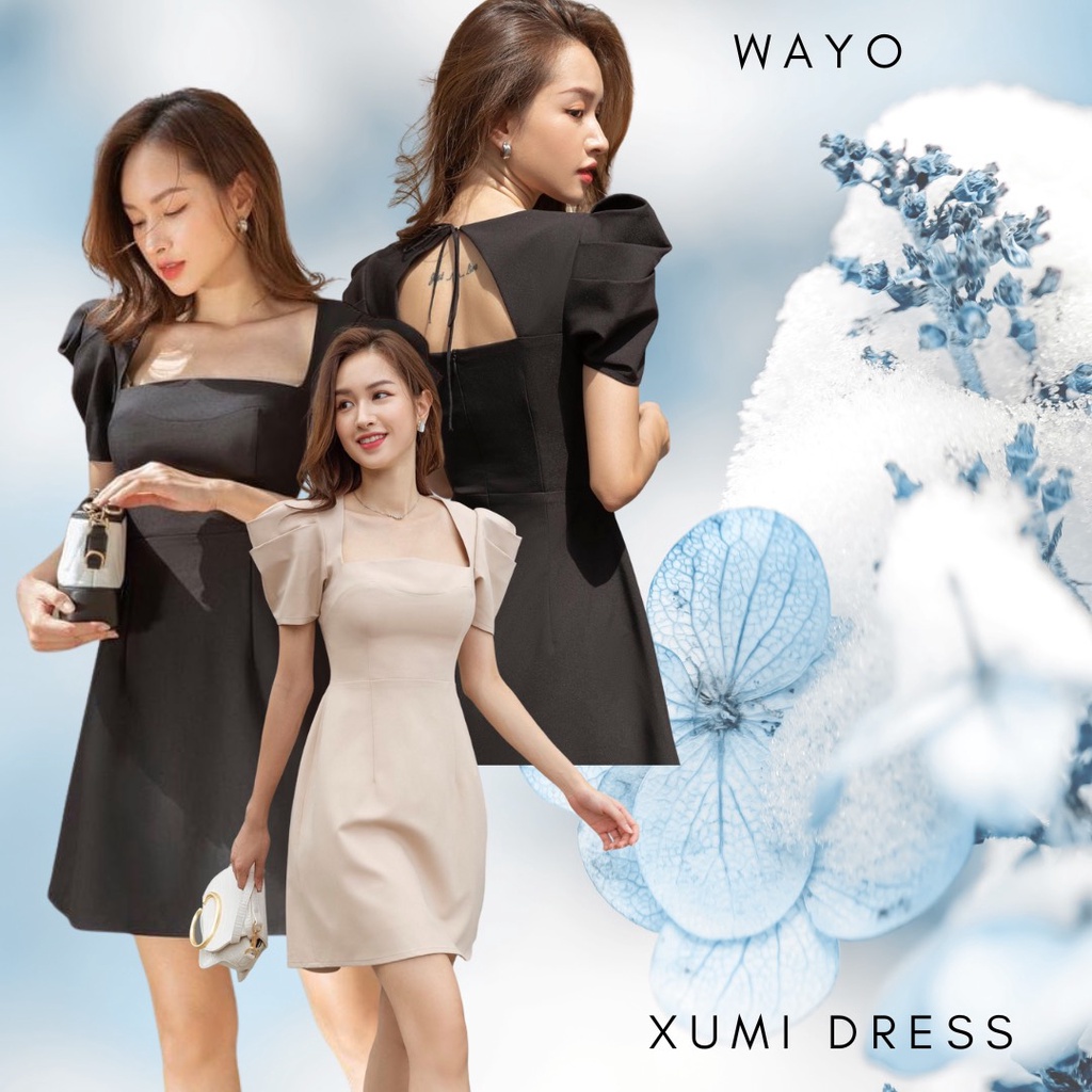 Đầm WAYO tay bồng lưng cột nơ 2 màu