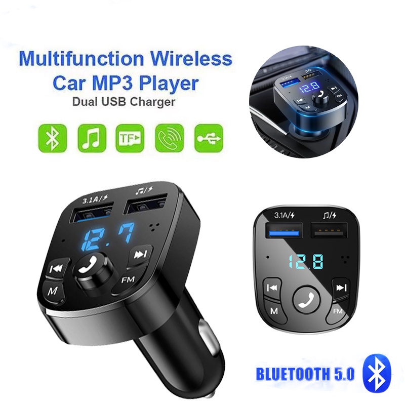 Tẩu Sạc 2 Cổng USB Bluetooth MP3 Không Dây Cho Xe Hơi