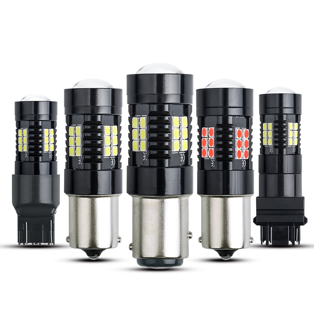 1 Đèn LED Canbus T25 3157 1156 BA15S 1157 P21 / 5W BAY15D 3030 21SMD Ánh Sáng Trắng Đỏ 12V Cho Xe Hơi