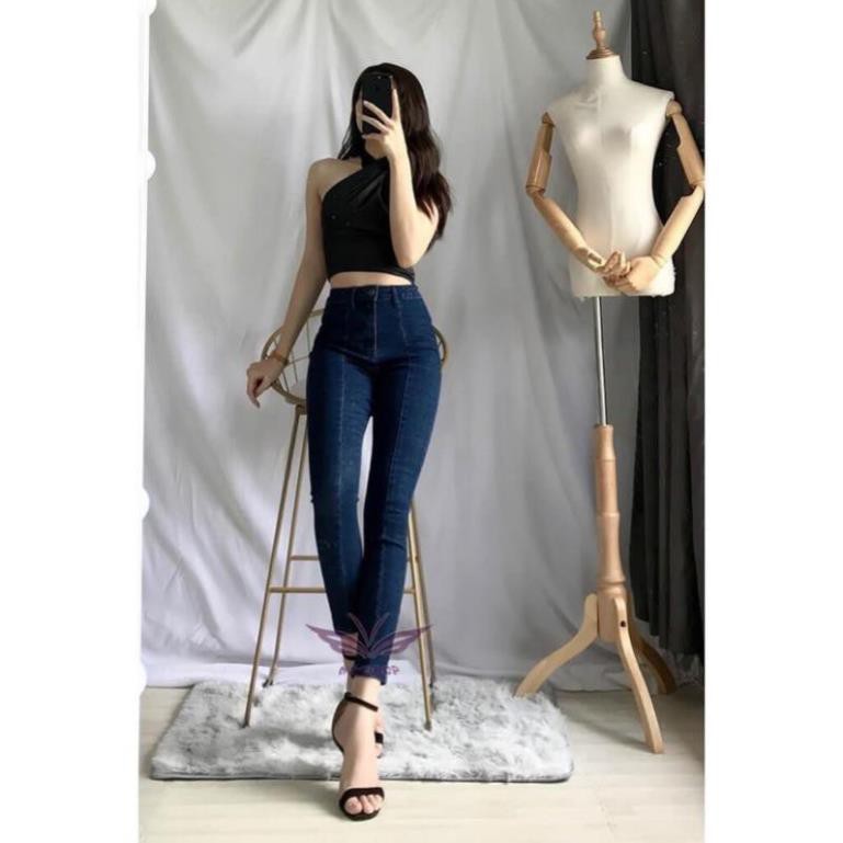 Quần Jeans Nữ Co Giãn 9 Tấc Cạp Cao Co Giãn/Kiểu sọc dọc/xanh đậm,xanh đen