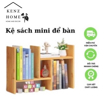 Kệ sách gỗ để bàn làm việc - Giá sách Mini đựng tài liệu, đồ đa năng bằng gỗ chất lượng cao kích thước 54x20x35cm