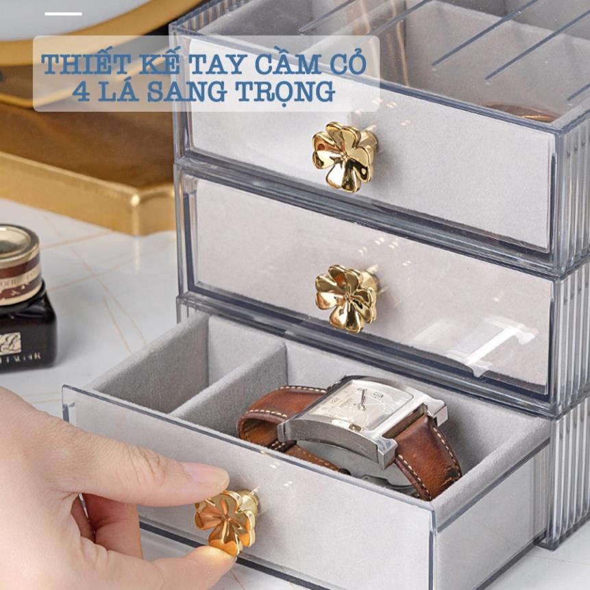 Hộp Đựng Trang Sức Enoda Home Lót Nhung Chống Oxy Hóa Mika Trong Suốt Cao Cấp R004