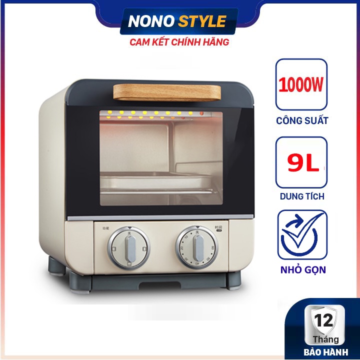 Lò nướng điện đa năng Solis mini 9 lít - Nướng bánh mì, nướng thịt, làm bánh đồ ăn sáng - Công Suất 1000W - BH 12 THÁNG