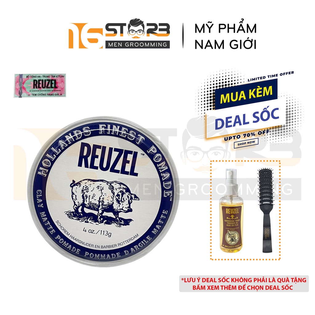 [Chính Hãng 100%] Sáp Vuốt Tóc Reuzel Clay Matte Pomade