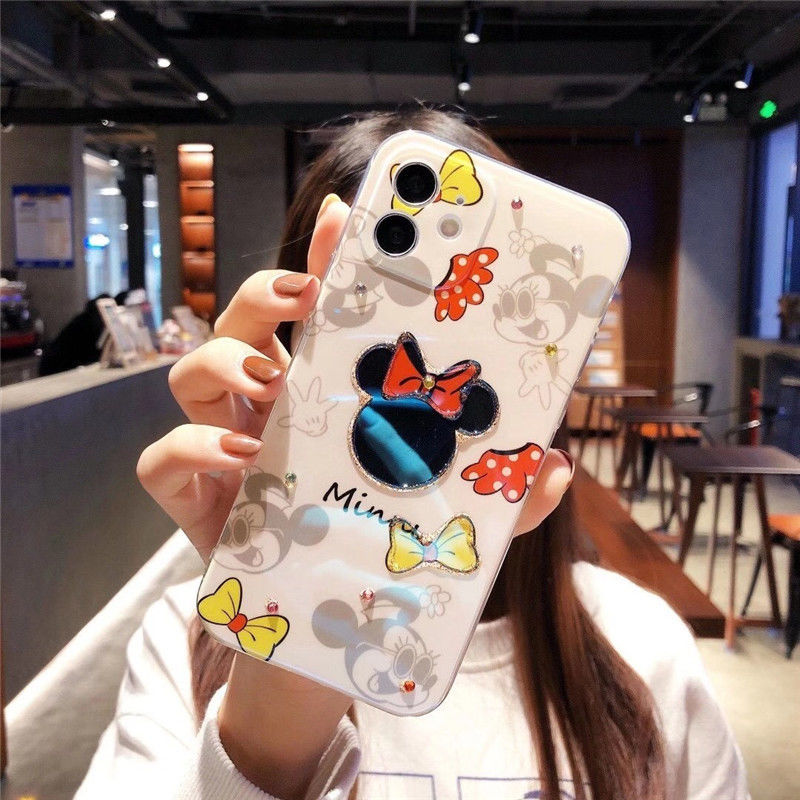 Cute cartoon Mickey Minnie blue light soft plastic mobile phone case iPhone se/7/7p/8/8p/x/xs/xsmax/xr/11/12/mini/pro/promax