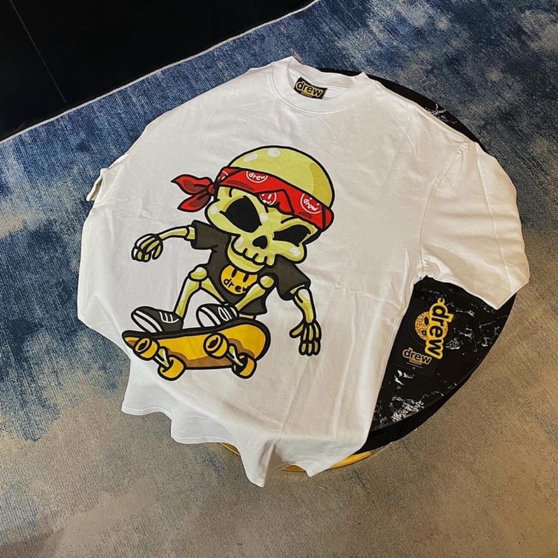 Áo thun tay lỡ DREW Xương trượt ván Hogoto shop , Áo thun unisex nam nữ form rộng oversize chất liệu Cotton | BigBuy360 - bigbuy360.vn