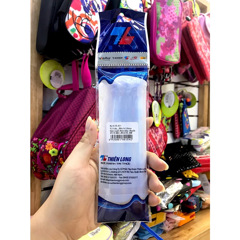 Vỉ 3 Bút Bi 0.8 mm Thiên Long TL-023 - Mực Xanh