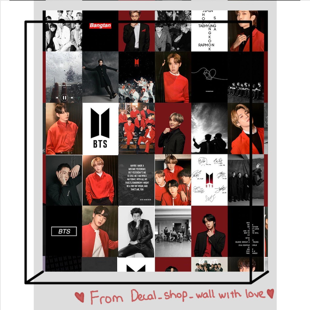 [ BTS ] Wall Collage dán tường trang trí decor phòng ngủ - nhóm nhạc thần tượng idol KPOP BTS - theme đen đỏ