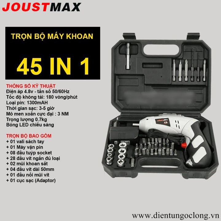 Máy Khoan Bắt Vít Joustmax 45 Chi Tiết Chính Hãng