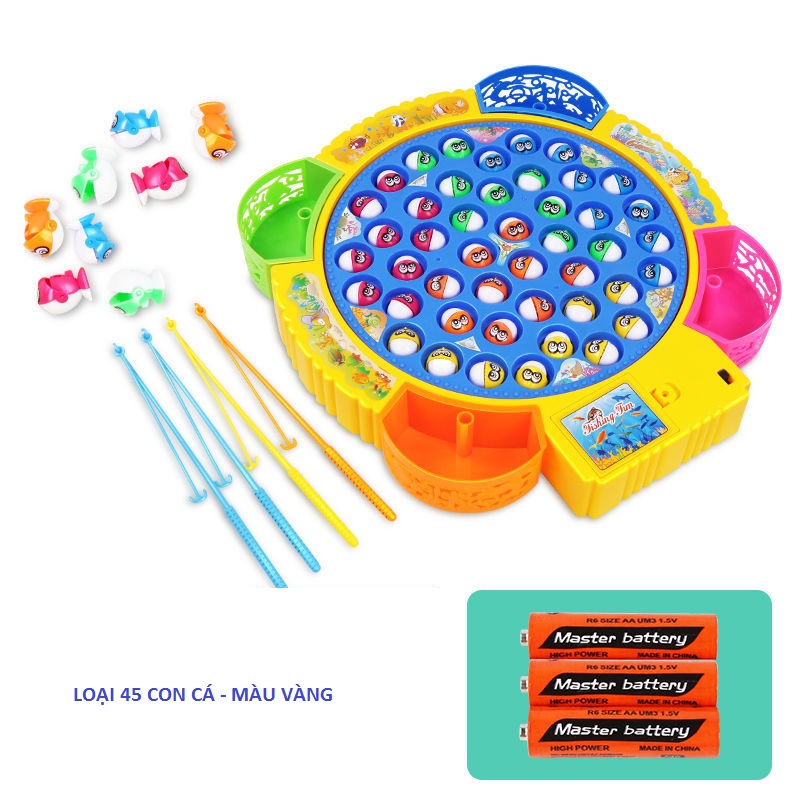 Bộ đồ chơi câu cá 45 con đĩa xoay có nhạc fishing -Trò chơi giáo dục cho bé trai và bé gái