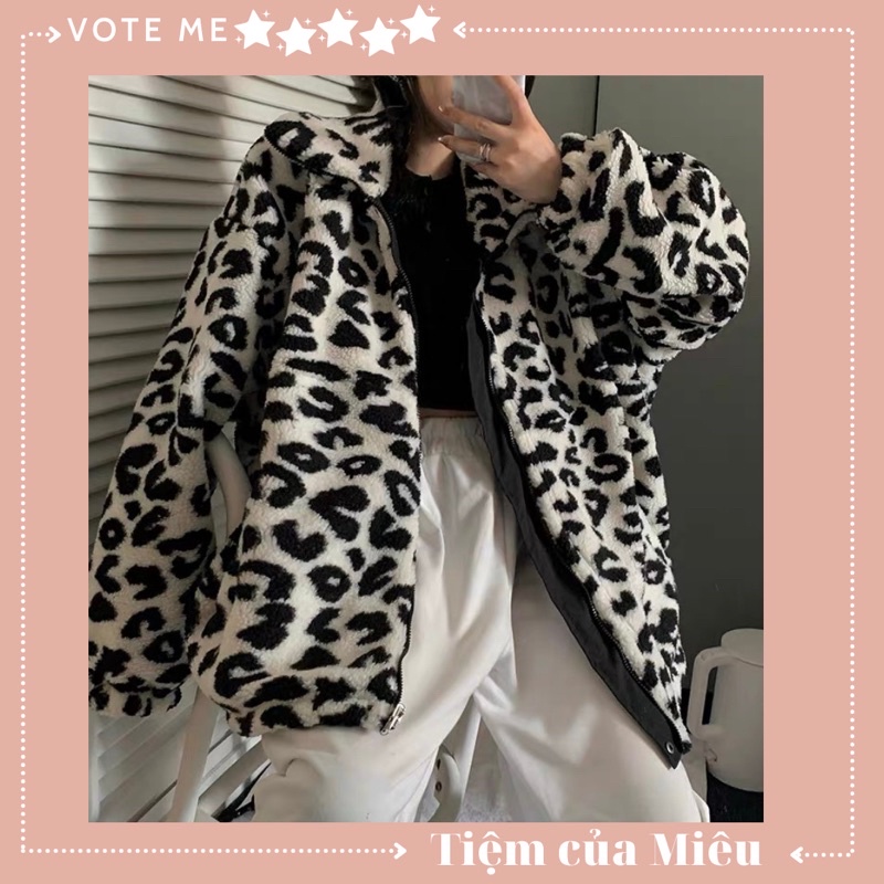 Áo khoác lông da báo siêu to màu nâu Tiệm của Miêu | BigBuy360 - bigbuy360.vn