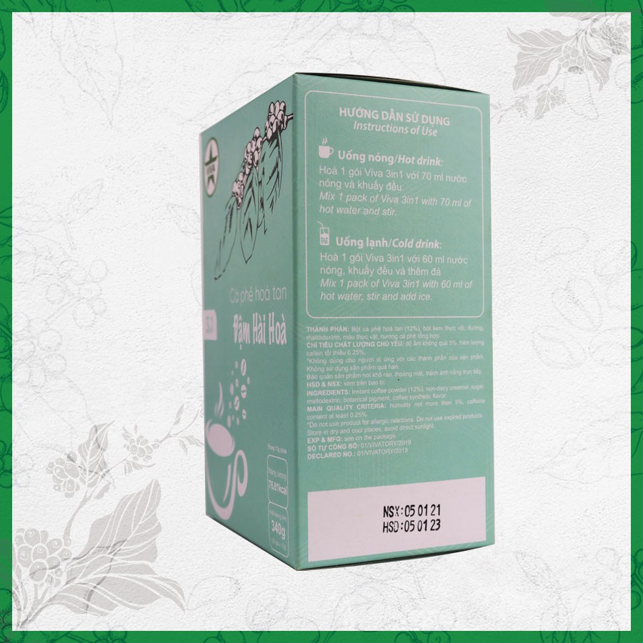Cà phê hoà tan 3in1 ĐẬM HÀI HÒA Viva Star Coffee hộp 20 gói*17g