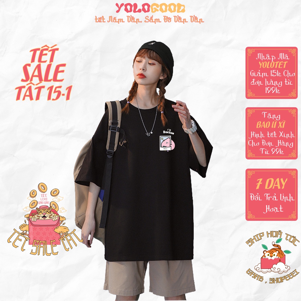 Áo thun tay lỡ  Đào I'M BOKSUN  phông Unisex nam nữ tee oversize form rộng pull Ulzzang Streetwear Hàn Quốc vải mềm