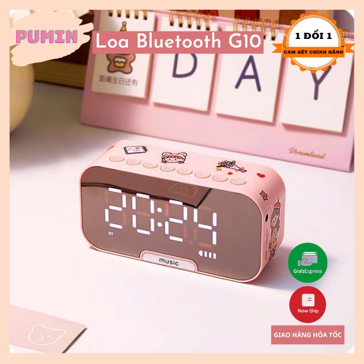 🌈 Loa Bluetooth G10 🌈 Màn Hình Tráng Gương Hiển Thị Đèn Led - Đài FM - Đồng Hồ Báo Thức