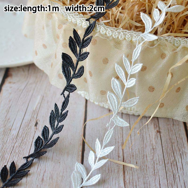 Dây ruy băng ren thêu hình lá trang trí tiệc cưới/ sinh nhật/ giáng sinh DIY