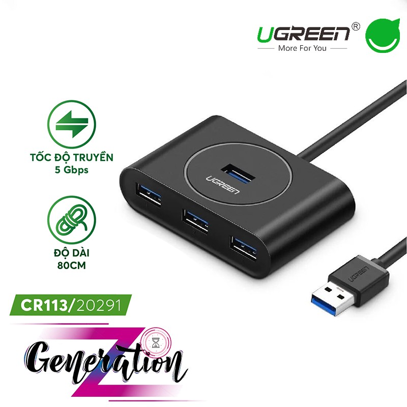 BỘ CHIA 4 CỔNG USB 3.0 UGREEN 20290 - HUB 1-4 USB 3.0 UGREEN 20290