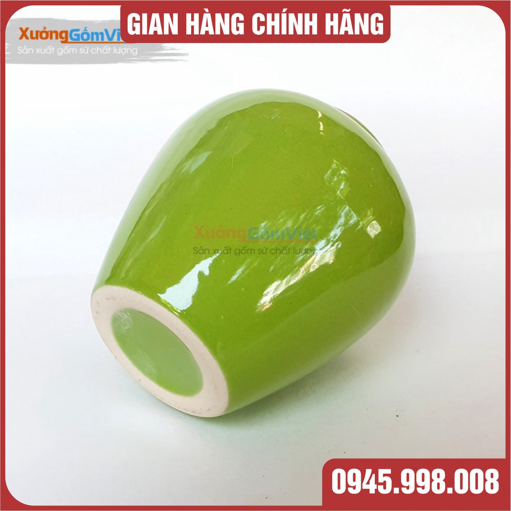 Lu sứ màu xanh đọt chuối non dung tích 400ml - hàng thủ công gốm BÁT TRÀNG - XƯỞNG GỐM VIỆT