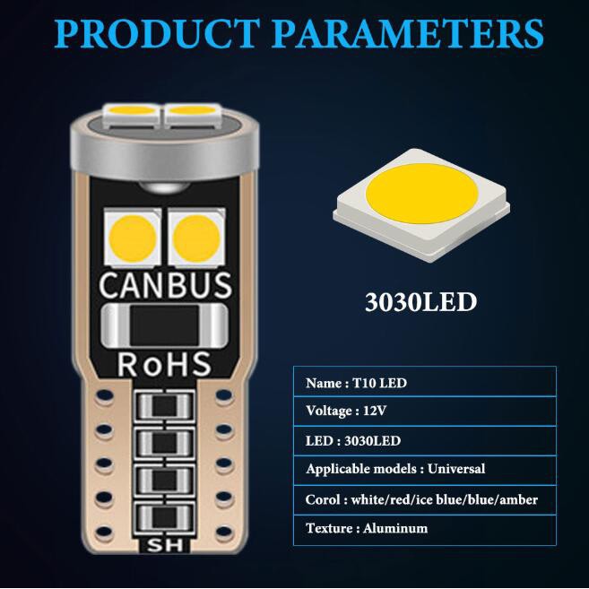 Bộ 10 Đèn Led W5W T10 3030 Chip 6smd Cho Xe Hơi