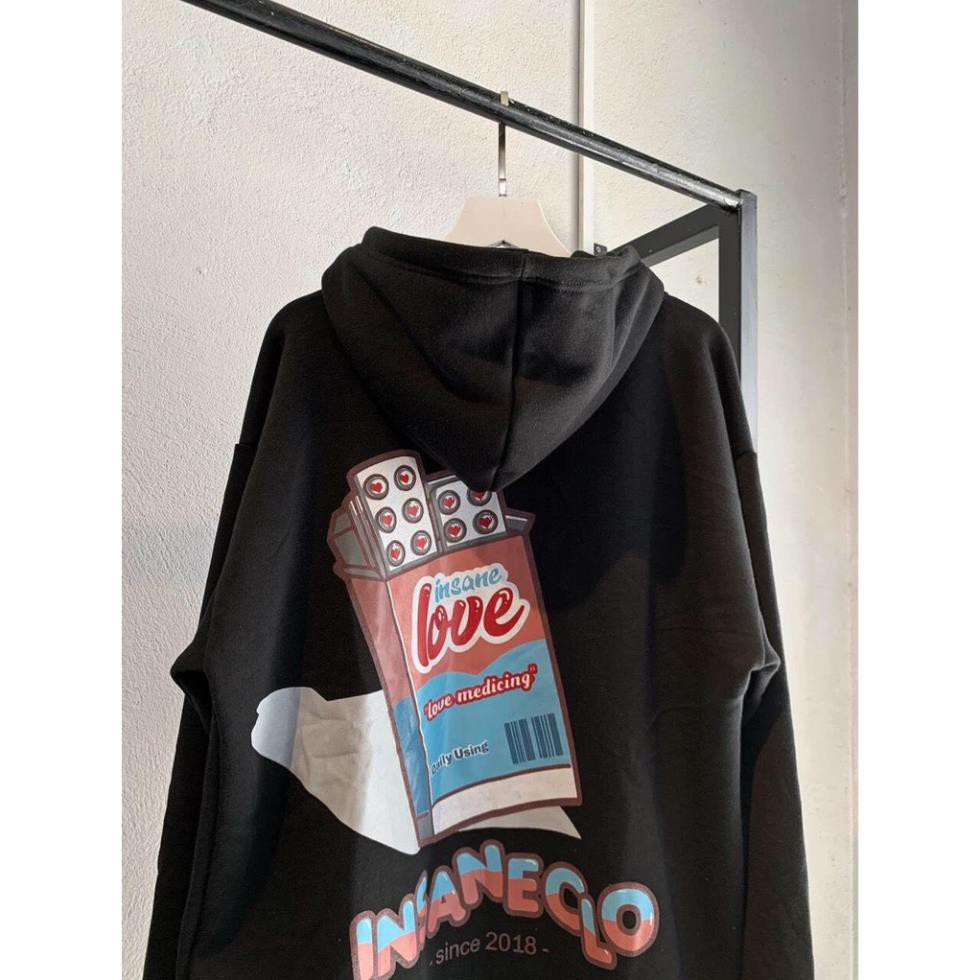 Áo khoác nỉ hoodie XUKASTORE Có Dây Kéo In Hình INSANECLO , dùng để chống nắng phong cách Unisex có 3 màu form rộng