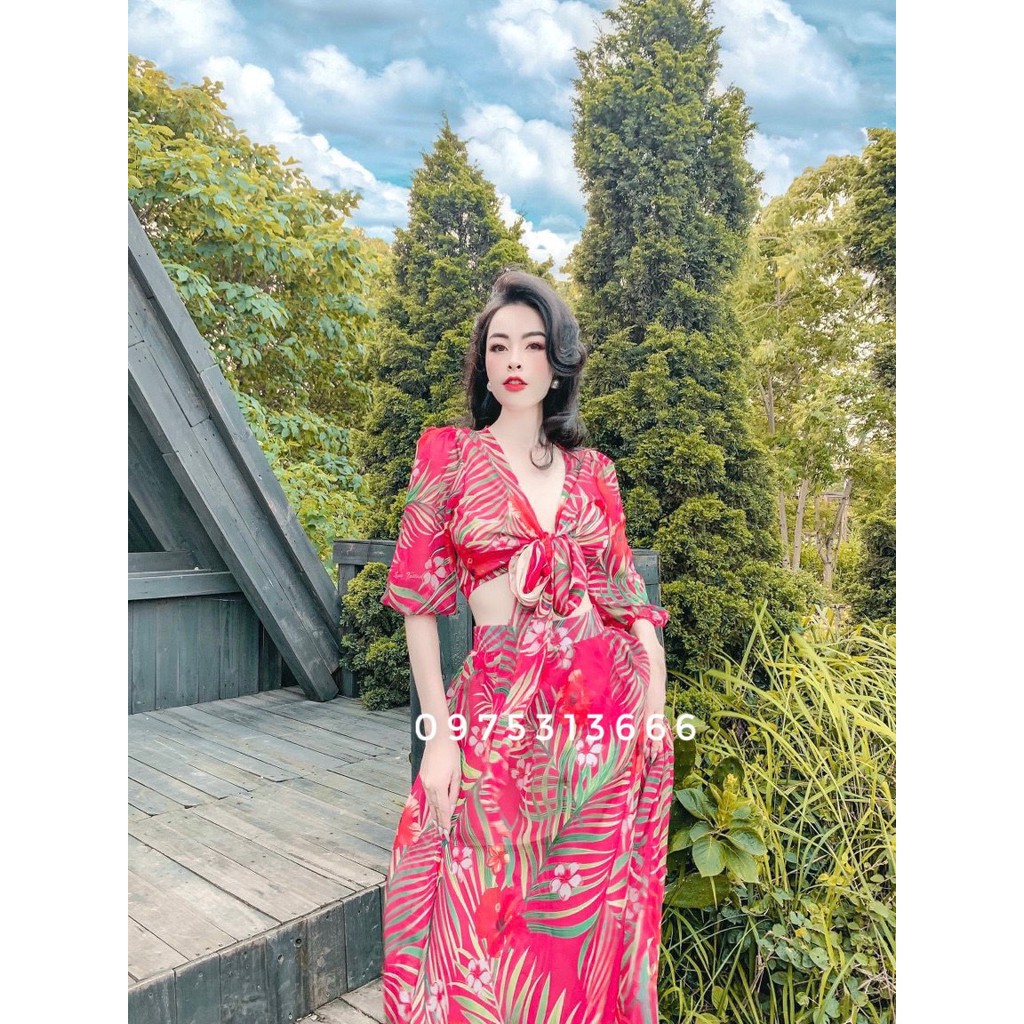Set 2 Món Đi Biển, Đầm Maxi Đi Biển V97 Chất Voan Mềm Mát, Họa Tiết Hoa Rực Rỡ, Siêu Phẩm Cho Cô Nàng Sống Ảo. | BigBuy360 - bigbuy360.vn