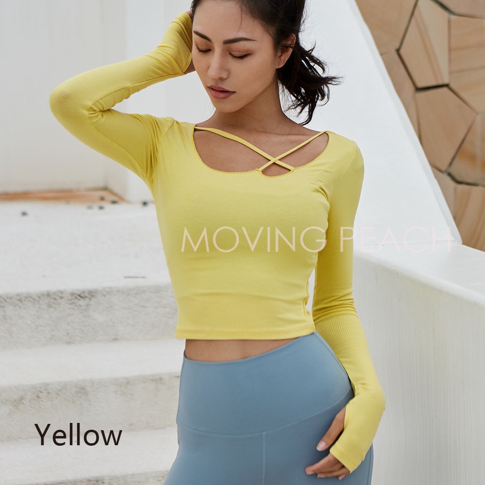 MOVING PEACH Áo thể thao tay dài nhanh khô chạy bộ tập yoga dành cho nữ  BSP