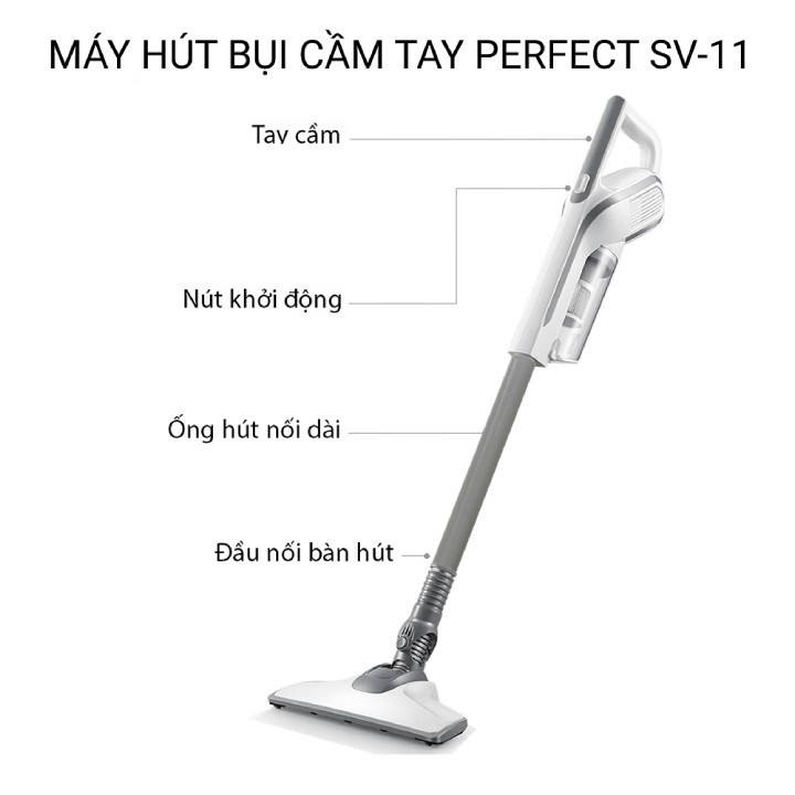 [Bảo Hành 12 Tháng]MÁY HÚT BỤI CẦM TAY PERFECT SV-1, công suất 650W, hộp đựng bụi lớn có thể tháo rời, lực hút xoáy mạnh