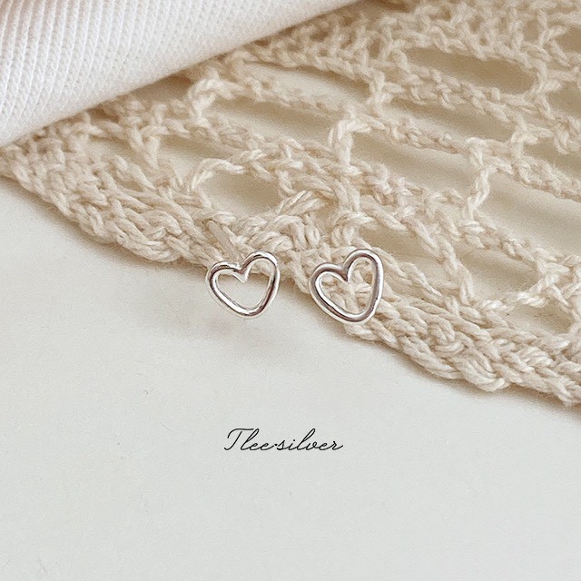 Khuyên tai bạc nữ TLEE hình khối trái tim nhỏ mini xinh xắn TleeJewelry B0356