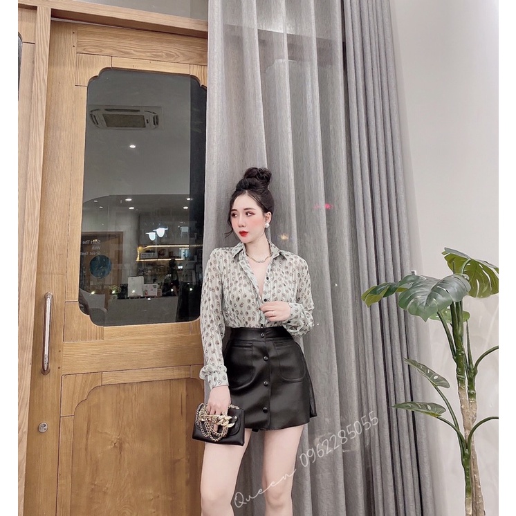 ( Ảnh thật shop chụp) Áo sơ mi lụa tằm kim tuyến - form dài dấu quần